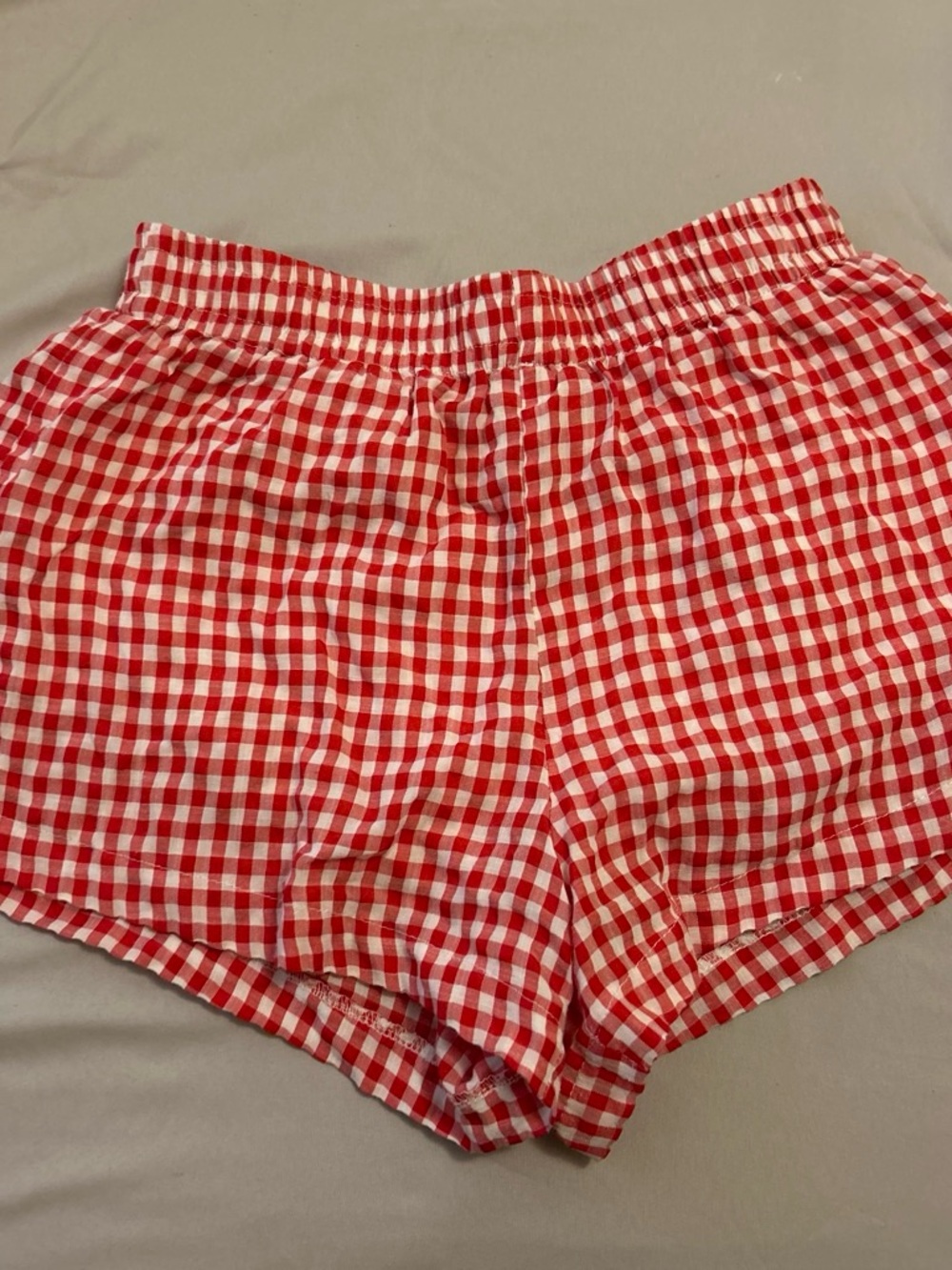Princess Polly Red Gingham Elastic Waist Athletic Shorts